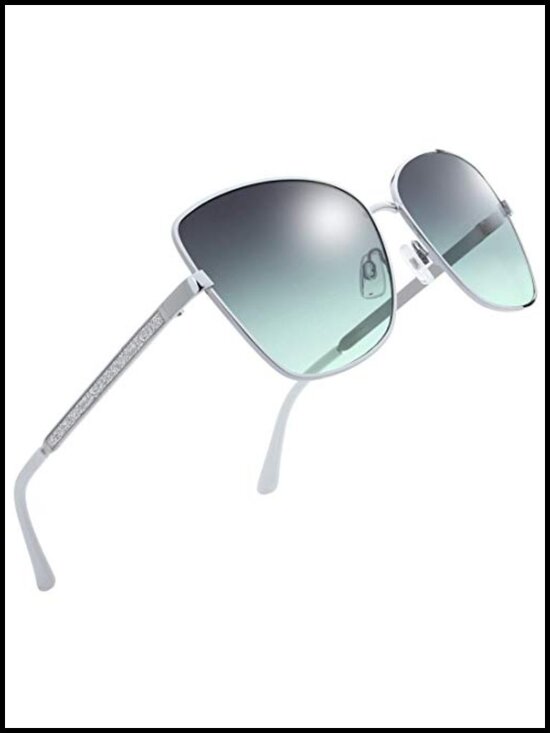 Crystal Rhinestone Sunglasses UV400 Protection Oversized Metal Frame Gift Box main image 6